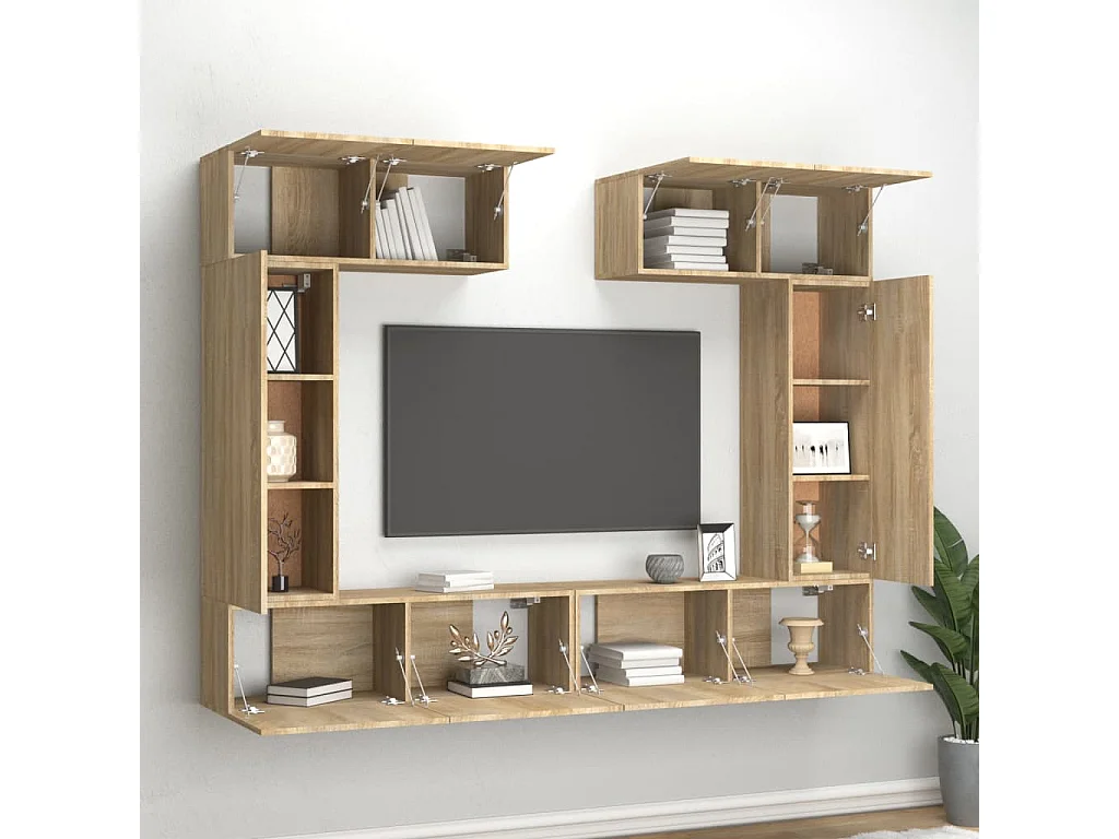 Nawal  Ensemble de meubles TV 6 pcs Chêne sonoma Bois d'ingénierie