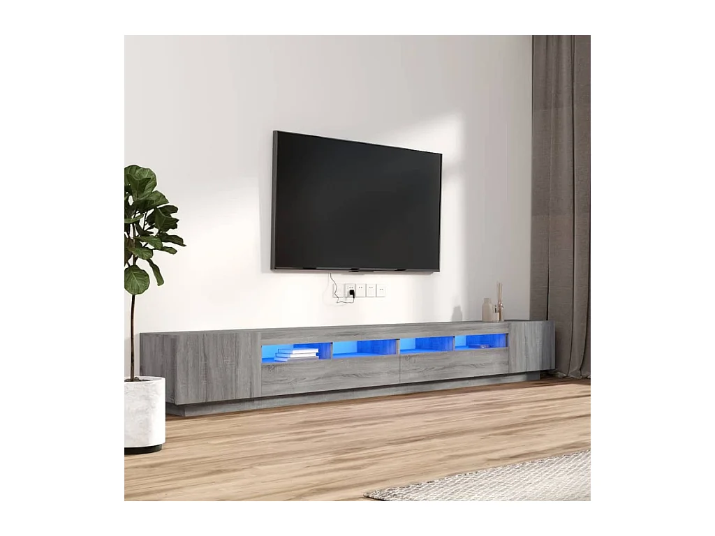 Pierre-Louis  Ensemble de meubles TV avec lumières LED 3 pcs Sonoma gris