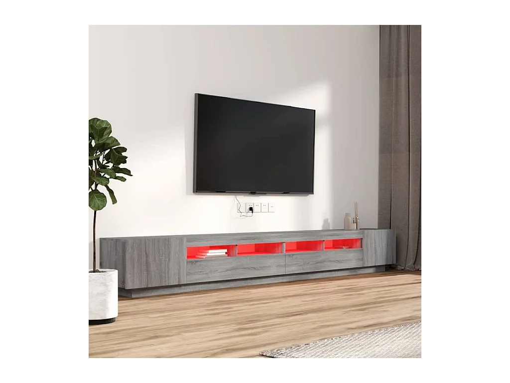 Pierre-Louis  Ensemble de meubles TV avec lumières LED 3 pcs Sonoma gris