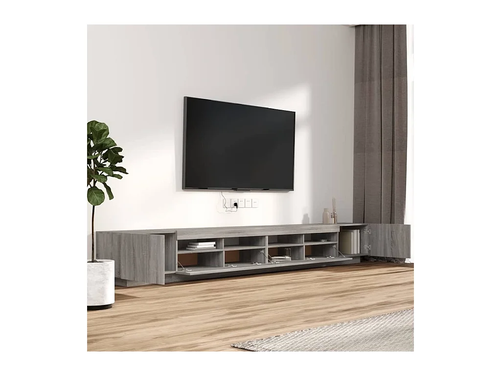 Pierre-Louis  Ensemble de meubles TV avec lumières LED 3 pcs Sonoma gris