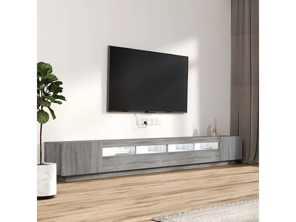 Pierre-Louis  Ensemble de meubles TV avec lumières LED 3 pcs Sonoma gris