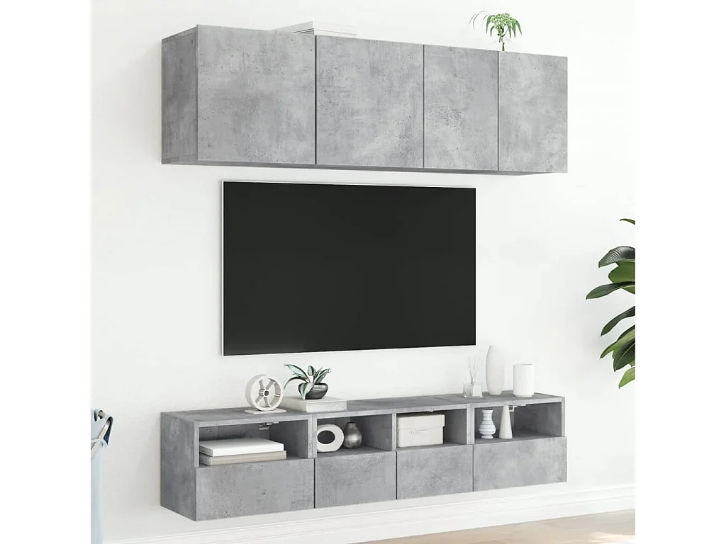 Vito Mauro  Muebles de TV de pared 5 pzas madera ingeniería gris hormigón