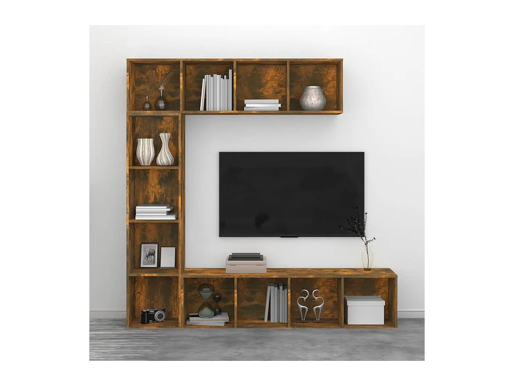 Elida  Ensemble bibliothèque/meuble TV 3 pcs Chêne fumé 180x30x180 cm