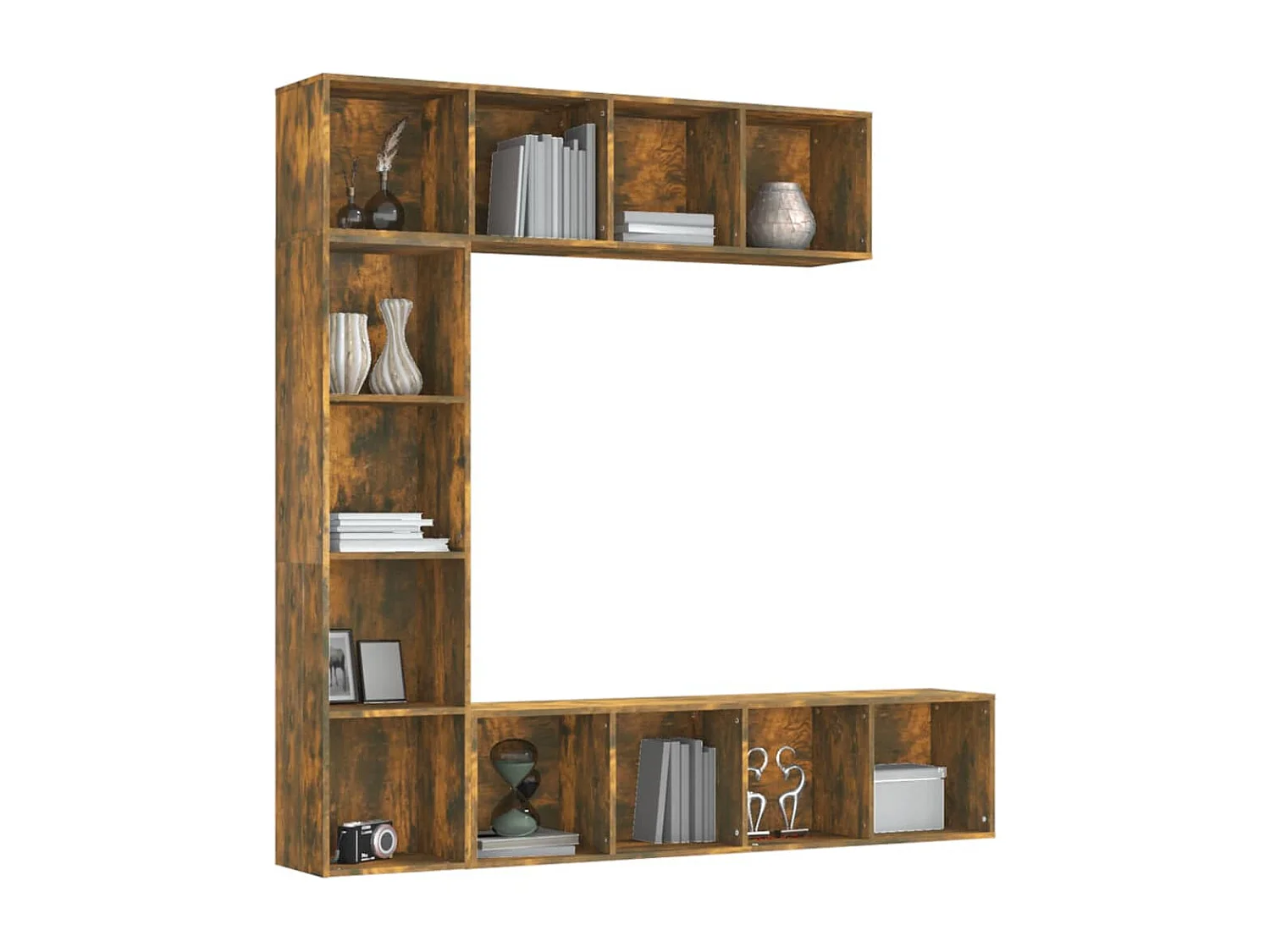 Elida  Ensemble bibliothèque/meuble TV 3 pcs Chêne fumé 180x30x180 cm