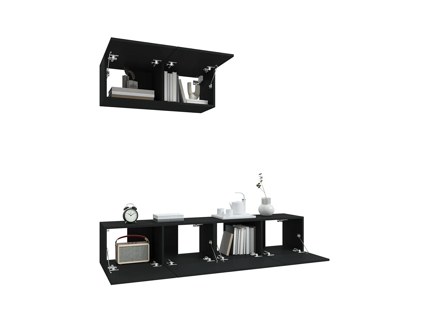 Batesburg-Leesville  Ensemble de meubles TV 3 pcs Noir Bois d'ingénierie