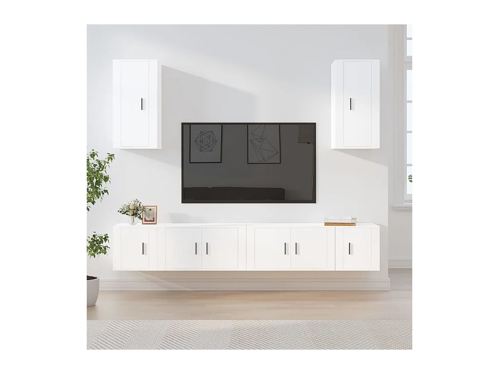 Yael  Ensemble de meubles TV 6 pcs Blanc Bois d'ingénierie