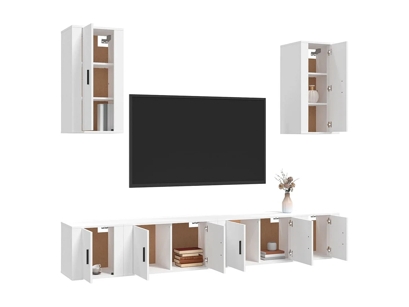 Yael  6-delige Tv-meubelset bewerkt hout wit