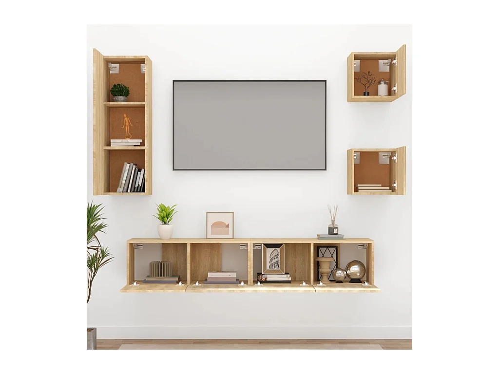 Garden Furniture -  5-delige Tv-meubelset bewerkt hout sonoma eikenkleurig