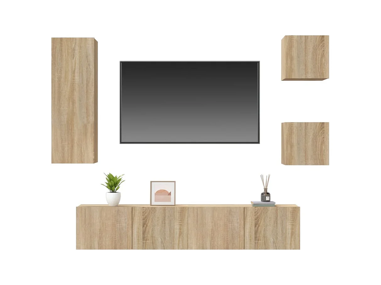 Garden Furniture -  5-delige Tv-meubelset bewerkt hout sonoma eikenkleurig
