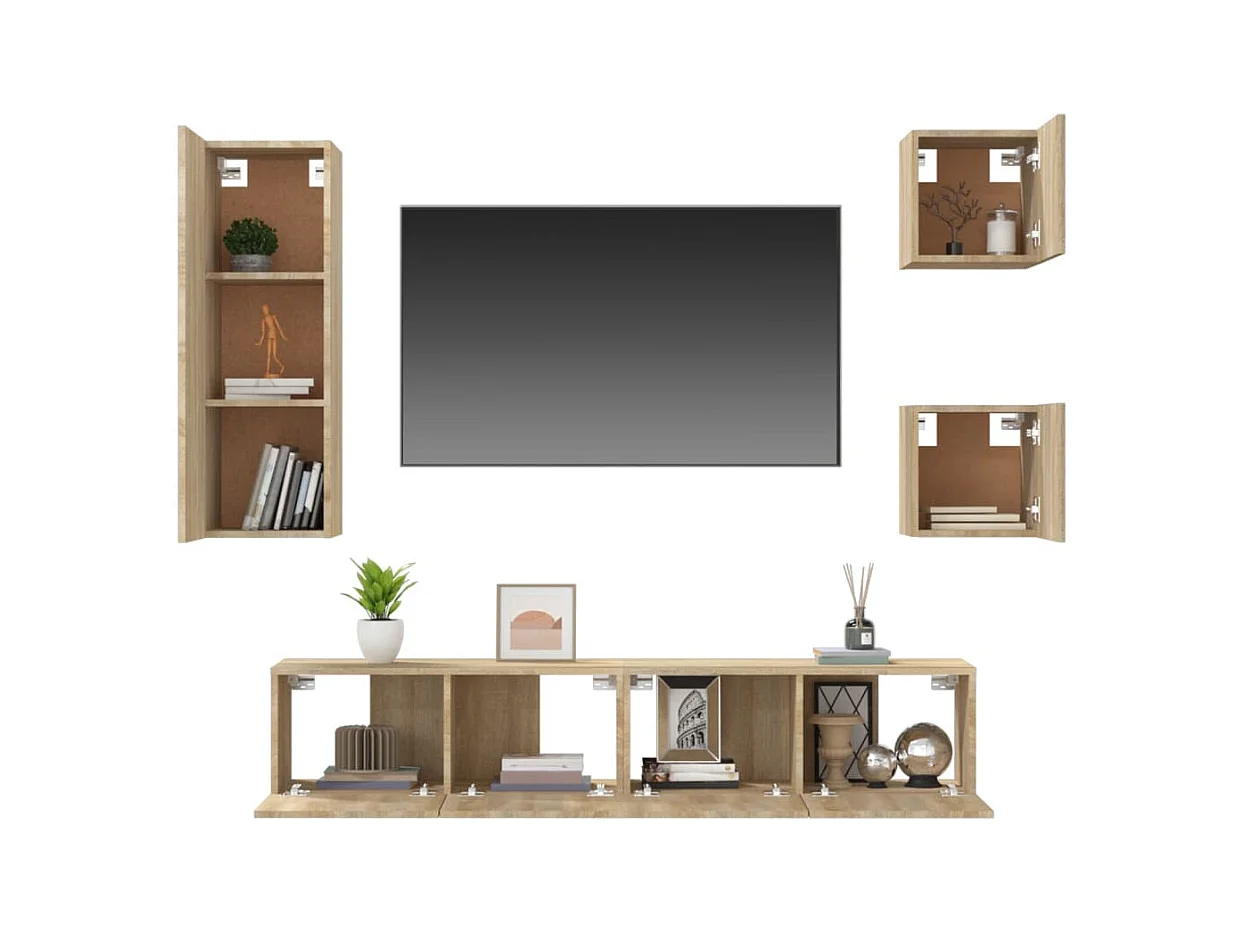Garden Furniture -  5-delige Tv-meubelset bewerkt hout sonoma eikenkleurig