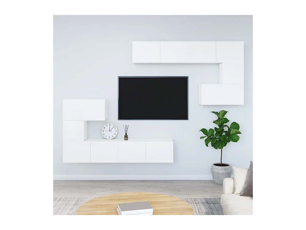 Cedvar  Meuble TV mural Blanc Bois d'ingénierie