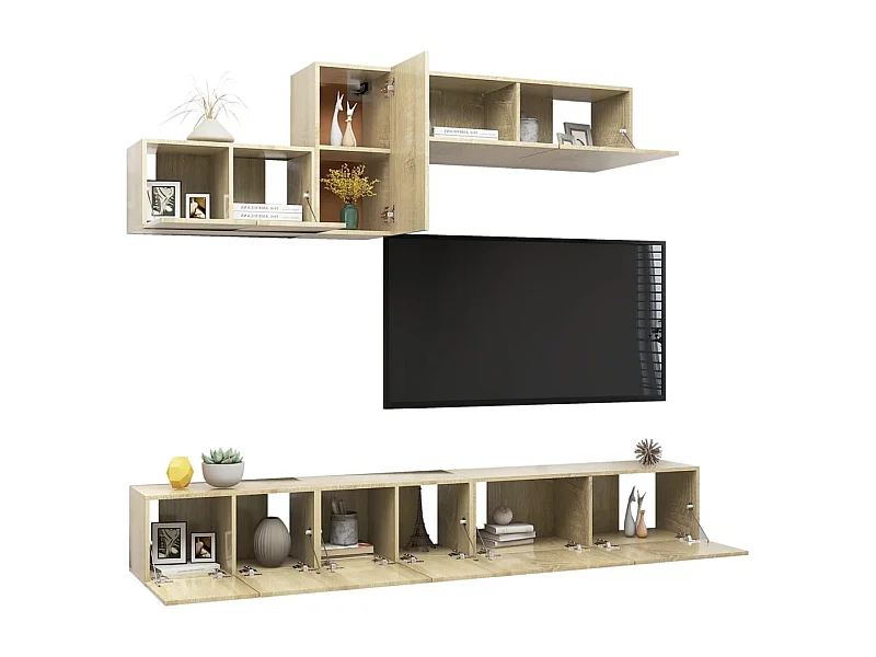 Claudia Isabel  Set de muebles salón TV 6 pzas madera ingeniería roble Sonoma