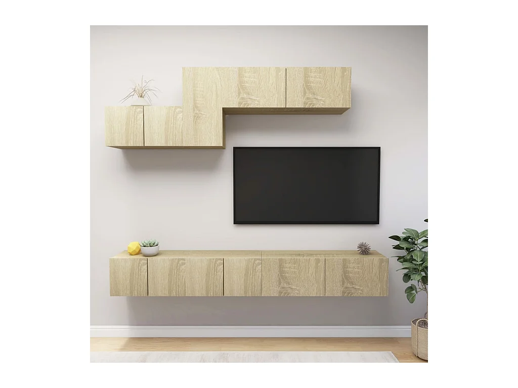 Claudia Isabel  Set de muebles salón TV 6 pzas madera ingeniería roble Sonoma