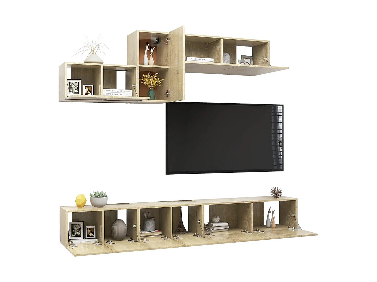 Claudia Isabel  Set de muebles salón TV 6 pzas madera ingeniería roble Sonoma