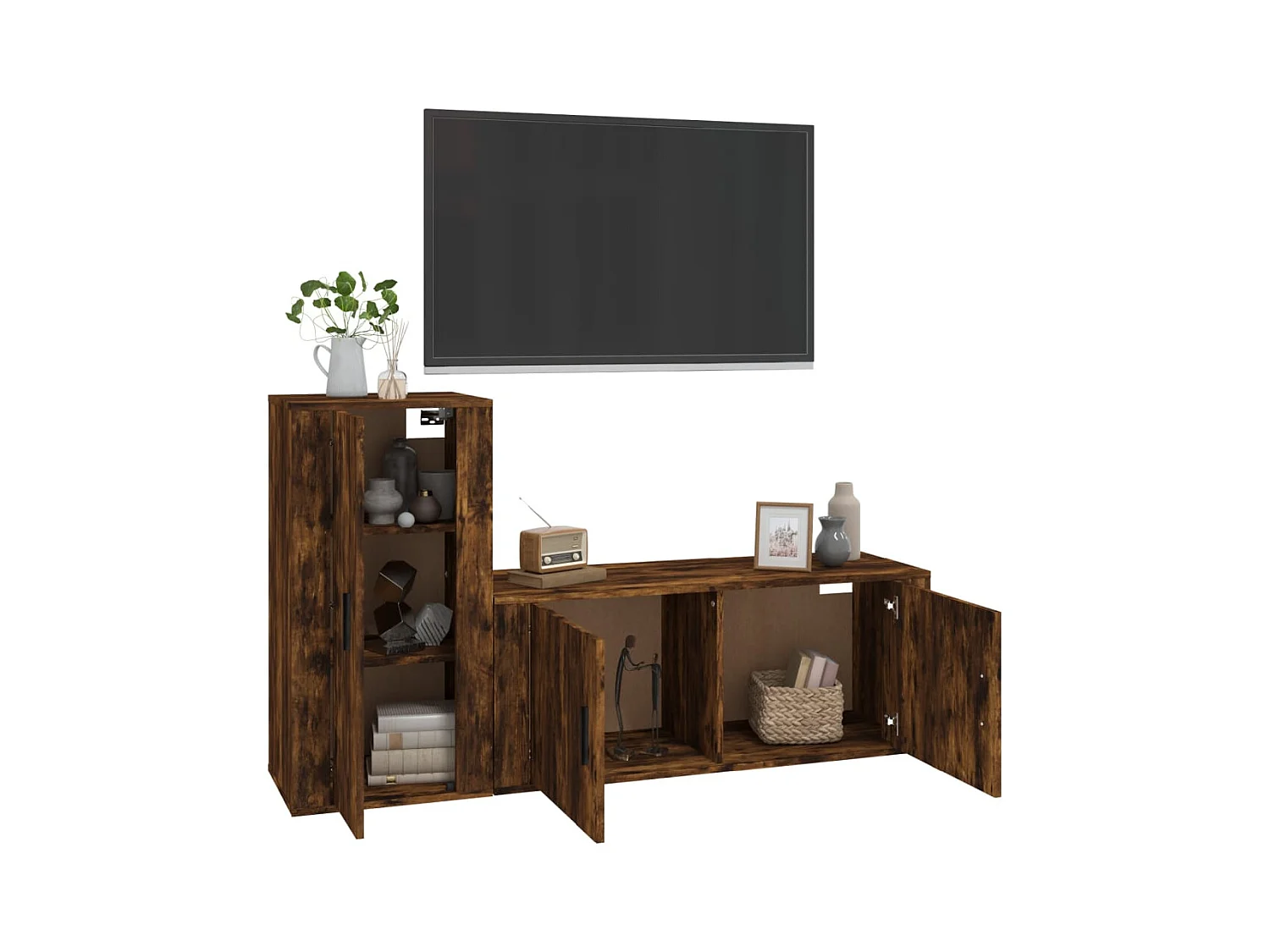 Dyrgar  Set de muebles de TV 2 pzas madera contrachapada roble ahumado