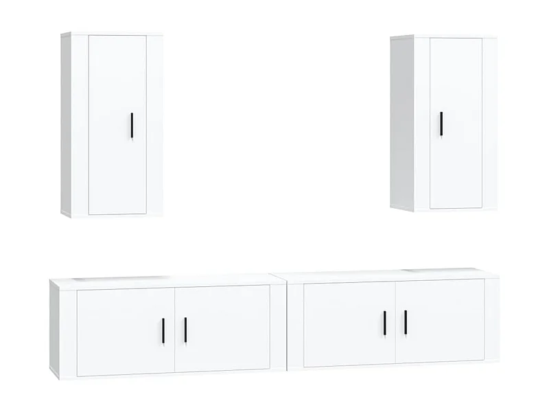 Yrill  Ensemble de meubles TV 4 pcs Blanc Bois d'ingénierie