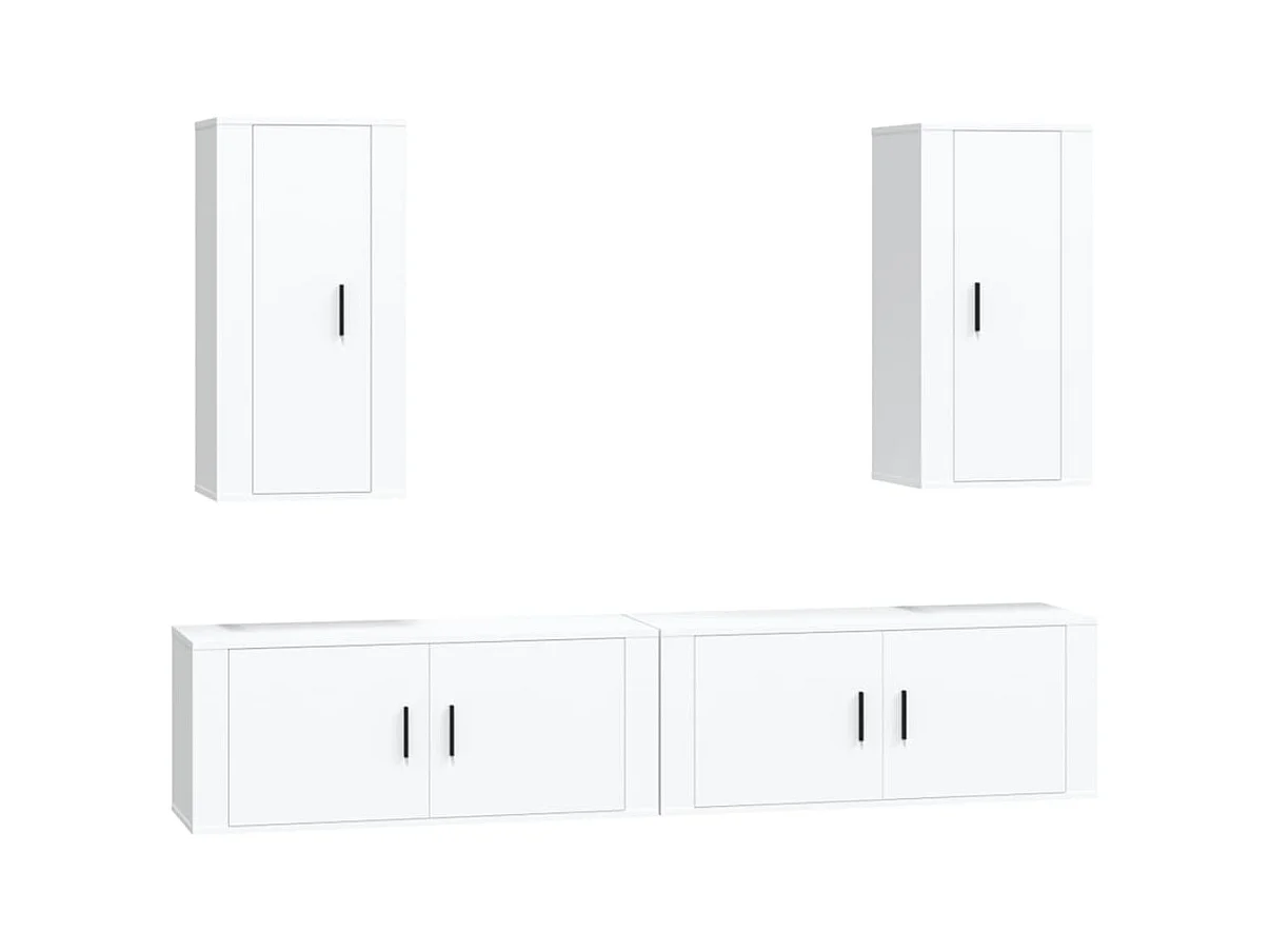 Yrill  Ensemble de meubles TV 4 pcs Blanc Bois d'ingénierie