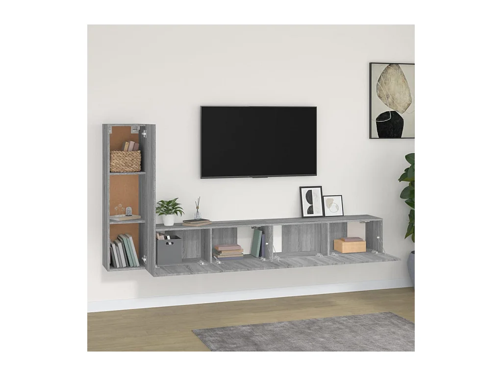 Tirza  Ensemble de meubles TV 3 pcs Sonoma gris Bois d'ingénierie