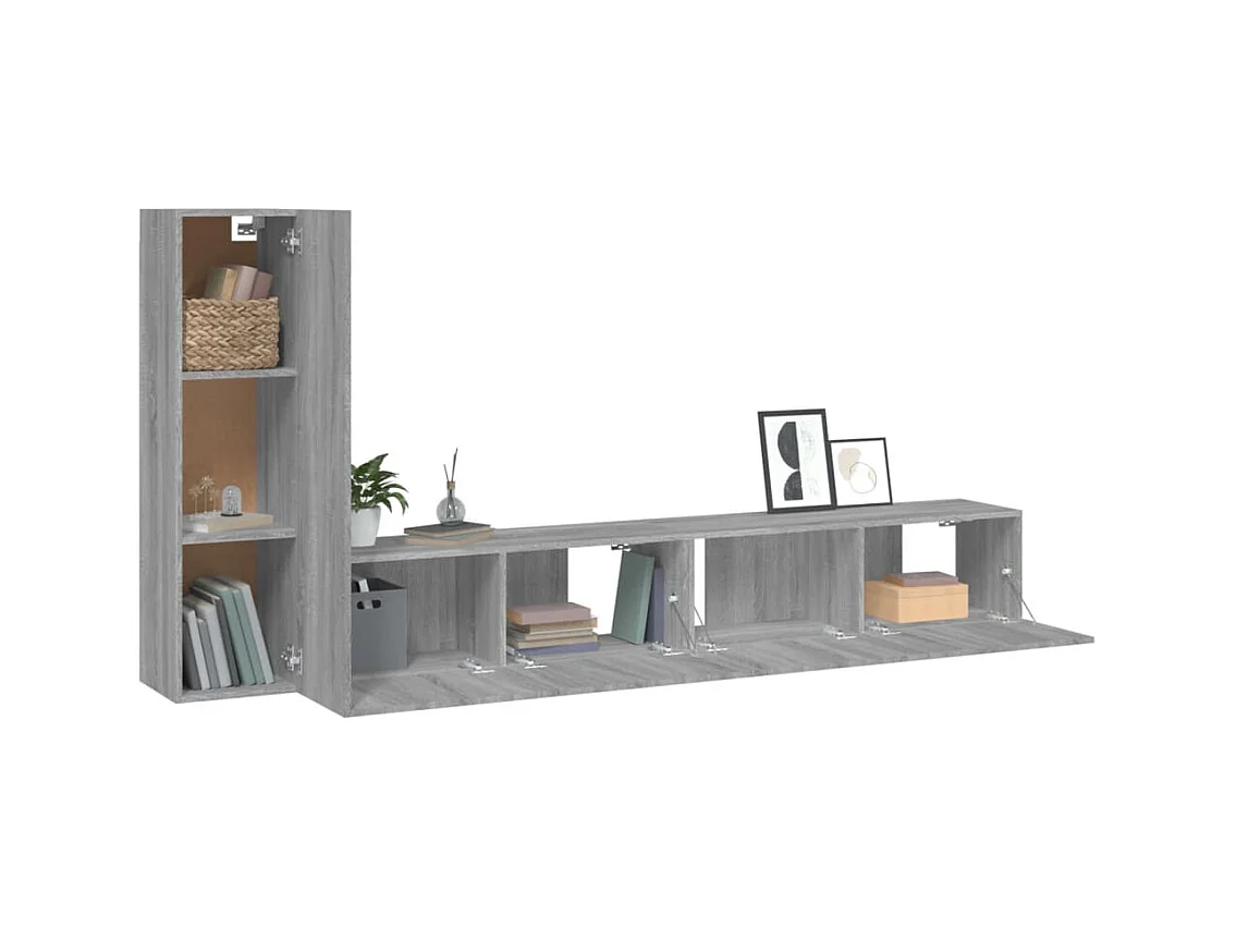 Tirza  Ensemble de meubles TV 3 pcs Sonoma gris Bois d'ingénierie