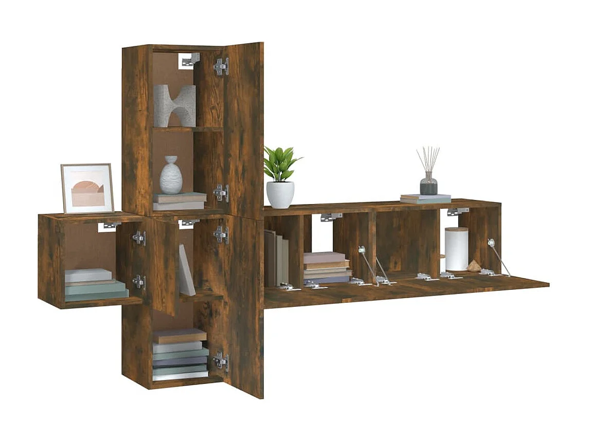 Pontarlier  Ensemble de meubles TV 5 pcs Chêne fumé Bois d'ingénierie