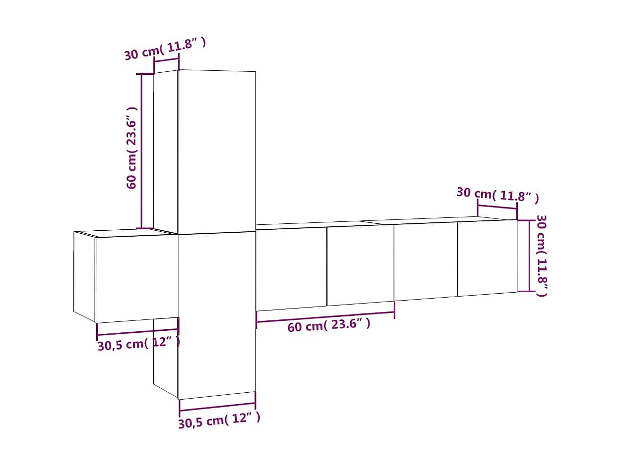 Pontarlier  Ensemble de meubles TV 5 pcs Chêne fumé Bois d'ingénierie