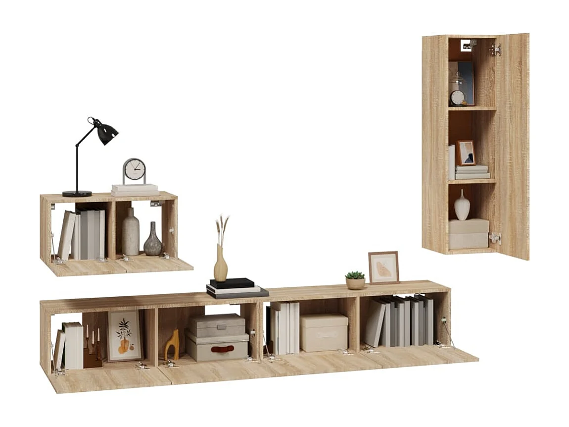 Elwin  Ensemble de meubles TV 4 pcs Chêne sonoma Bois d'ingénierie