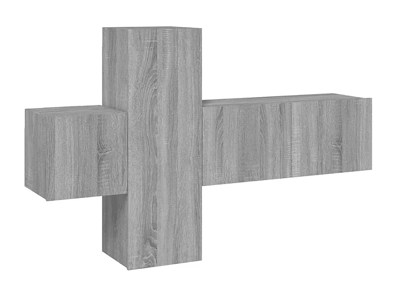 Pontarlier  3-delige Tv-meubelset bewerkt hout grijs sonoma eikenkleurig