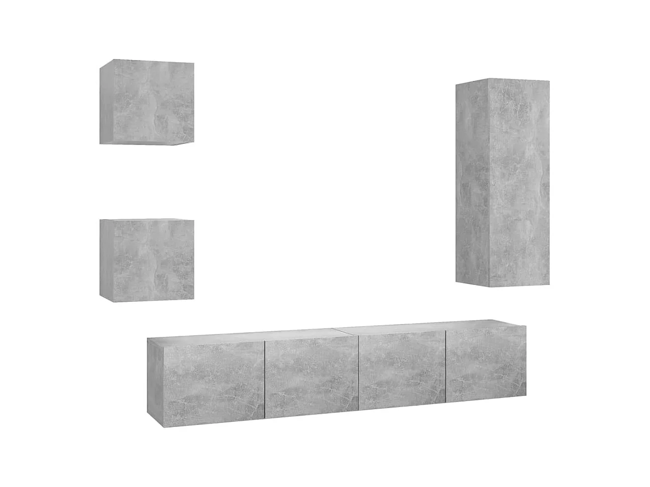 Wheat Ridge  Ensemble de meubles TV 5 pcs Gris béton Bois d'ingénierie