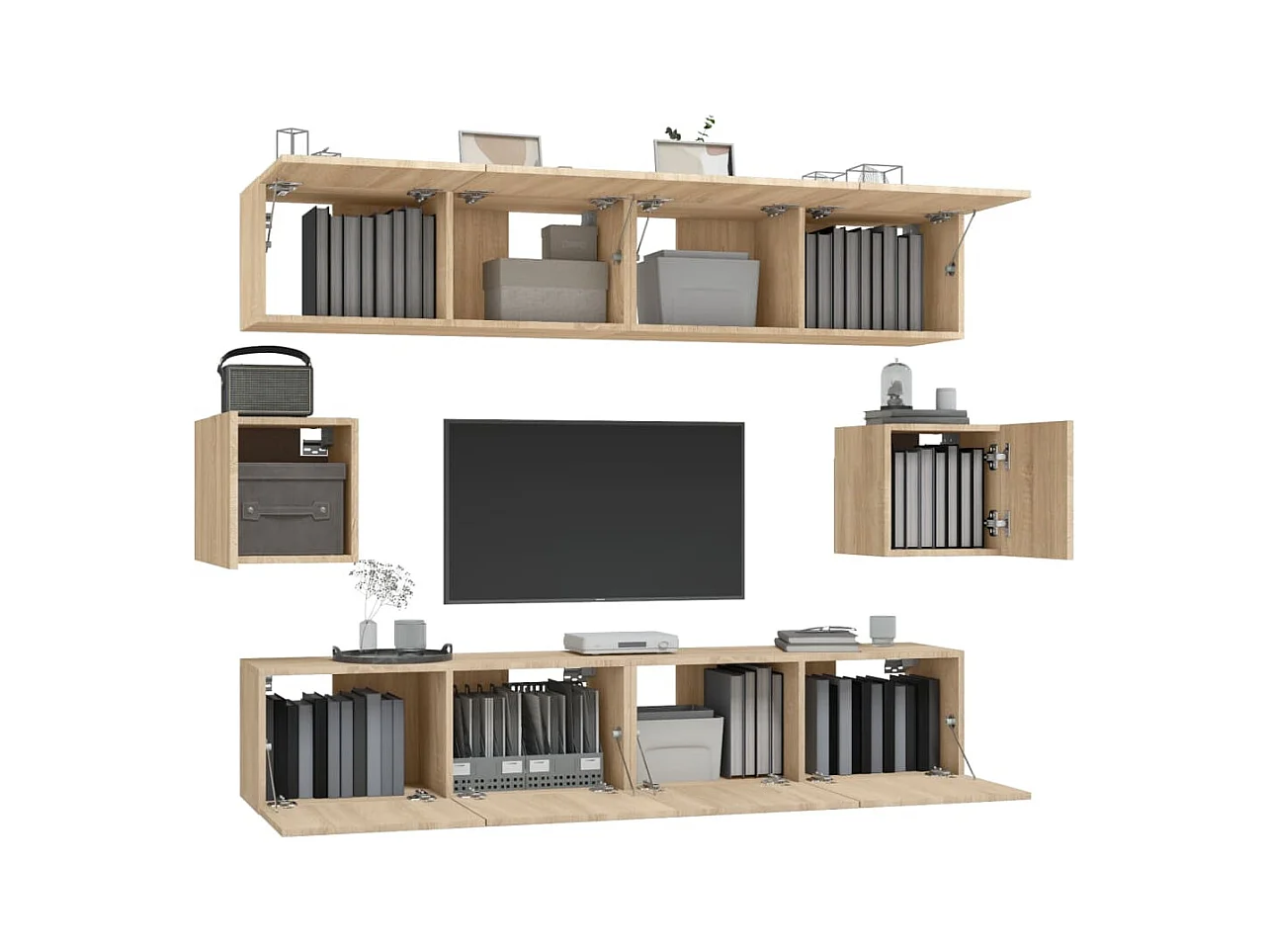 Hollola  Ensemble de meubles TV 6 pcs Chêne sonoma Bois d'ingénierie