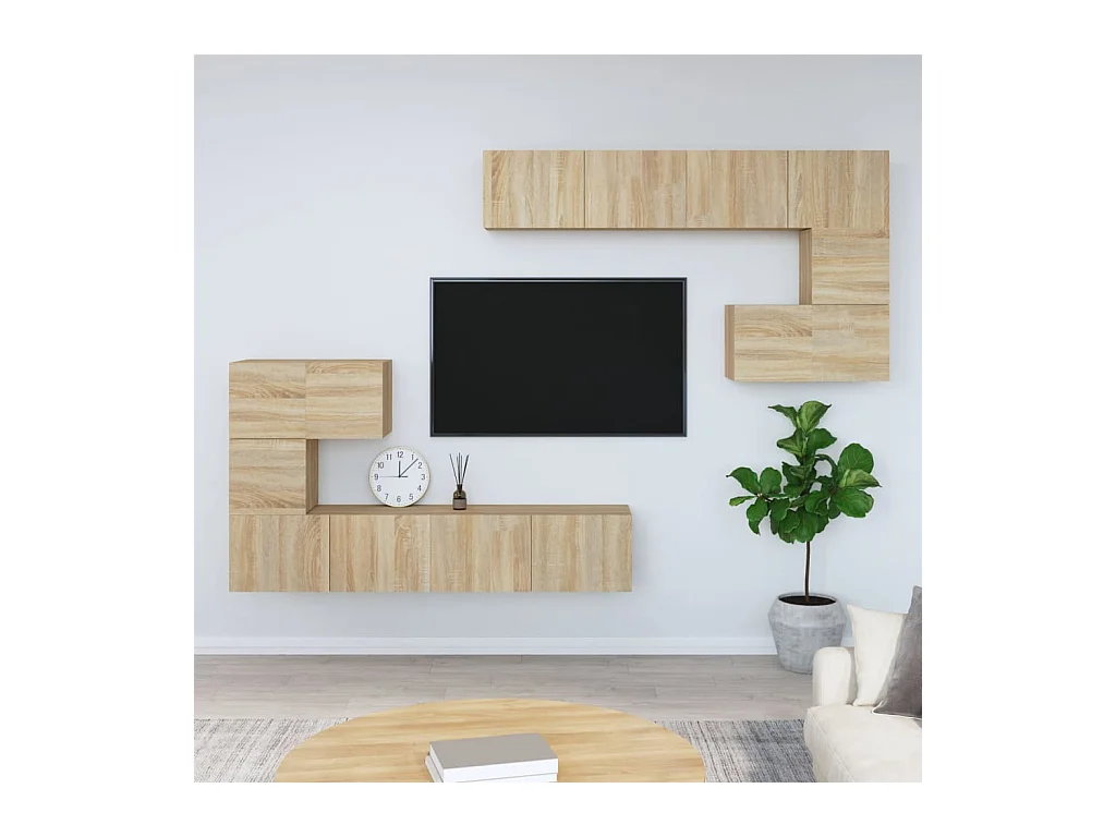 Cedvar  Tv-wandmeubel bewerkt hout sonoma eikenkleurig