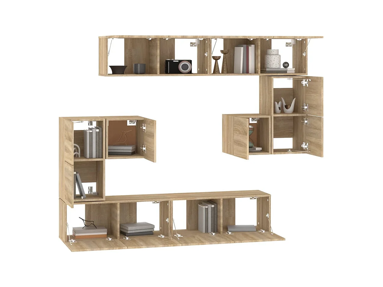 Cedvar  Tv-wandmeubel bewerkt hout sonoma eikenkleurig