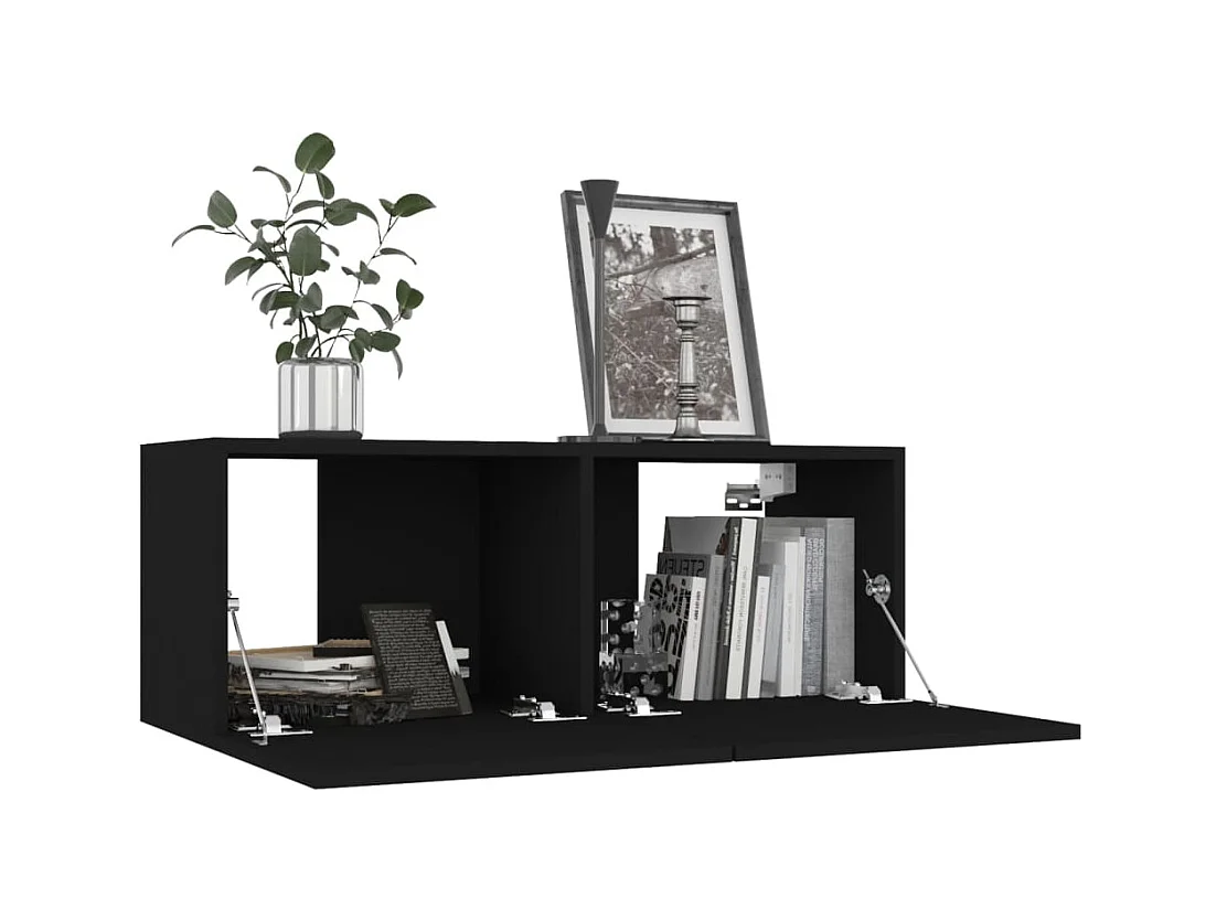 Iseline  Ensemble de meubles TV 6 pcs Noir Bois d'ingénierie