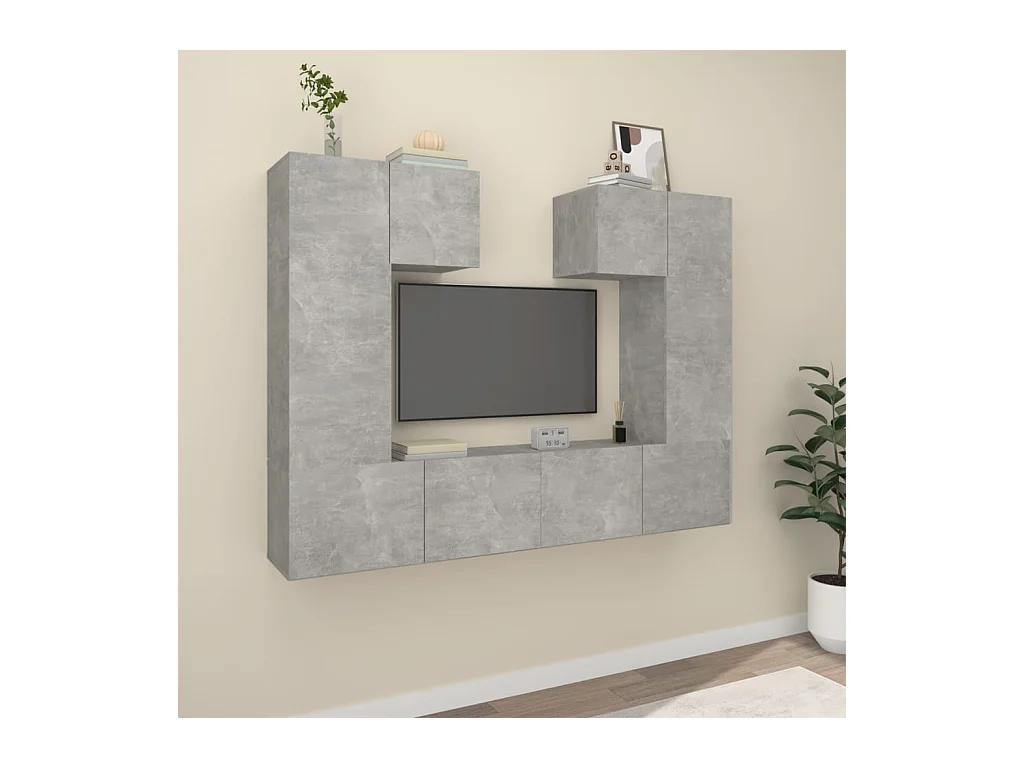 Nawal  Ensemble de meubles TV 6 pcs Gris béton Bois d'ingénierie