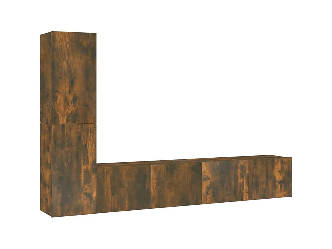 Tirza  Ensemble de meubles TV 4 pcs Chêne fumé Bois d'ingénierie