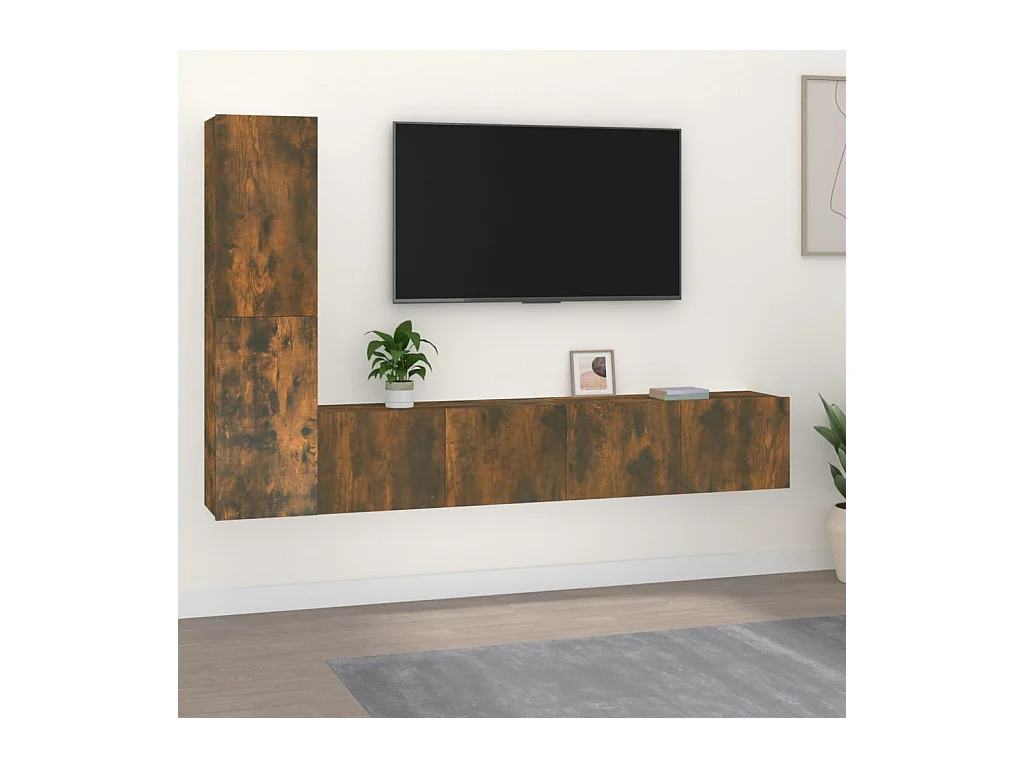 Tirza  Ensemble de meubles TV 4 pcs Chêne fumé Bois d'ingénierie