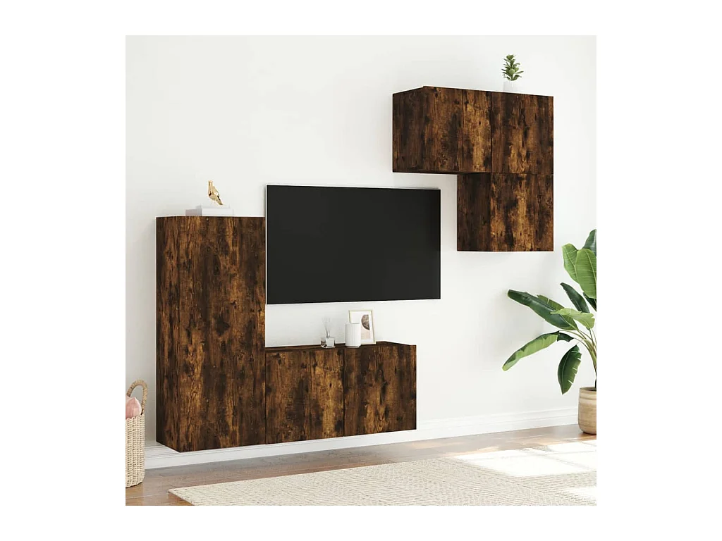 Gabriele Pietro  Muebles de TV de pared 4 pzas madera ingeniería roble ahumado