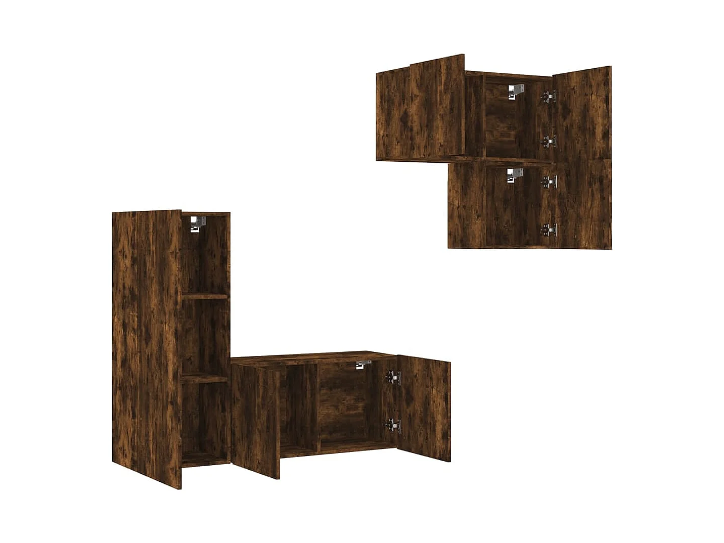 Gabriele Pietro  4-delige Tv-wandmeubelset bewerkt hout gerookt eikenkleurig