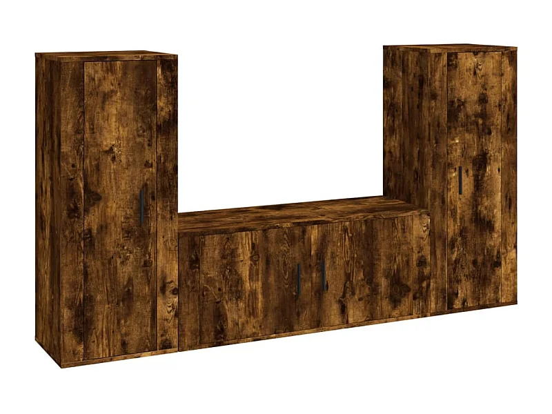 Hamid  Ensemble de meubles TV 3 pcs Chêne fumé Bois d'ingénierie