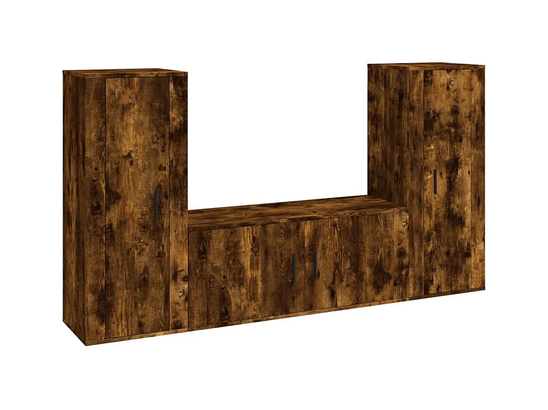 Hamid  Ensemble de meubles TV 3 pcs Chêne fumé Bois d'ingénierie