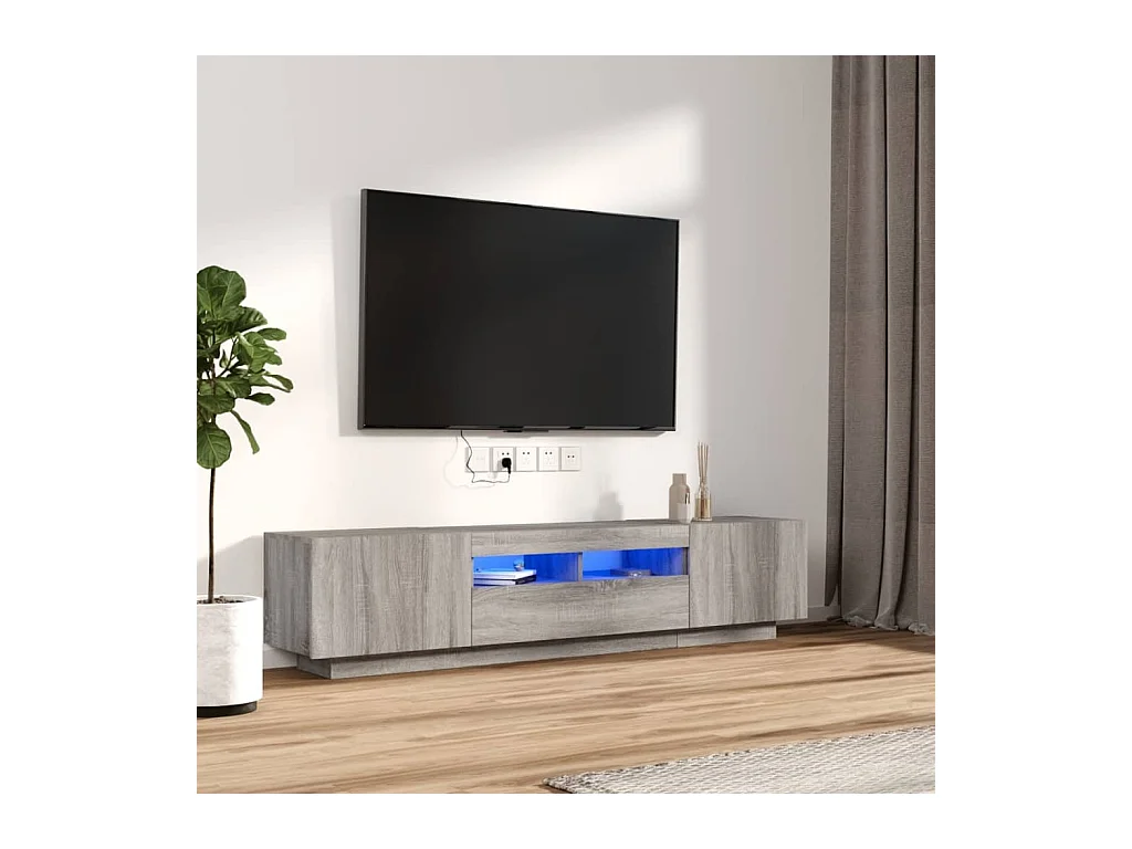 Wyandotte  2-delige Tv-meubelset met LED bewerkt hout grijs sonoma eiken