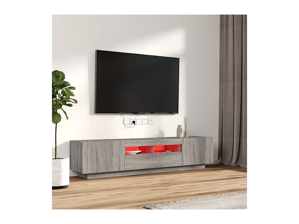 Wyandotte  2-delige Tv-meubelset met LED bewerkt hout grijs sonoma eiken