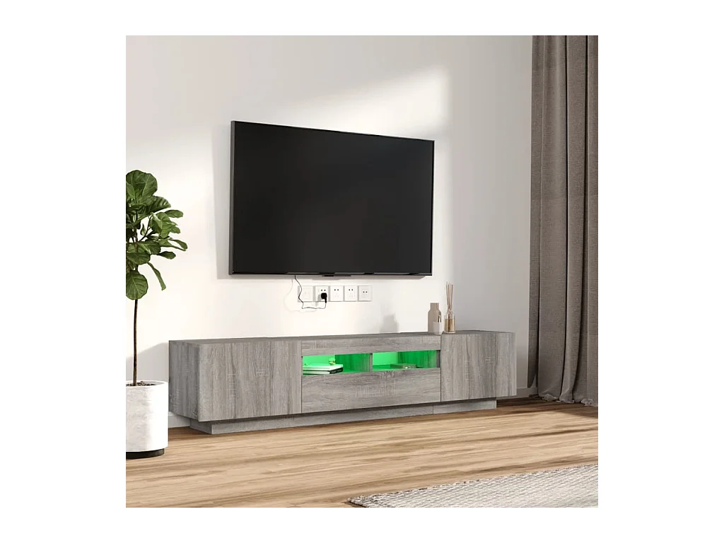 Wyandotte  2-delige Tv-meubelset met LED bewerkt hout grijs sonoma eiken