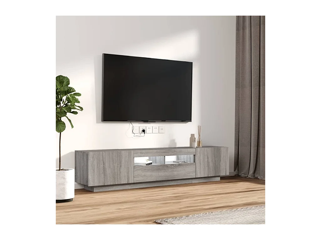Wyandotte  2-delige Tv-meubelset met LED bewerkt hout grijs sonoma eiken