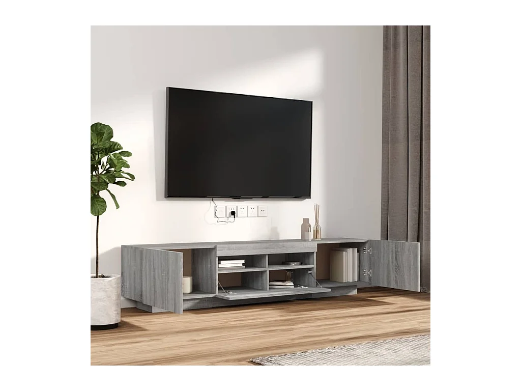 Wyandotte  2-delige Tv-meubelset met LED bewerkt hout grijs sonoma eiken