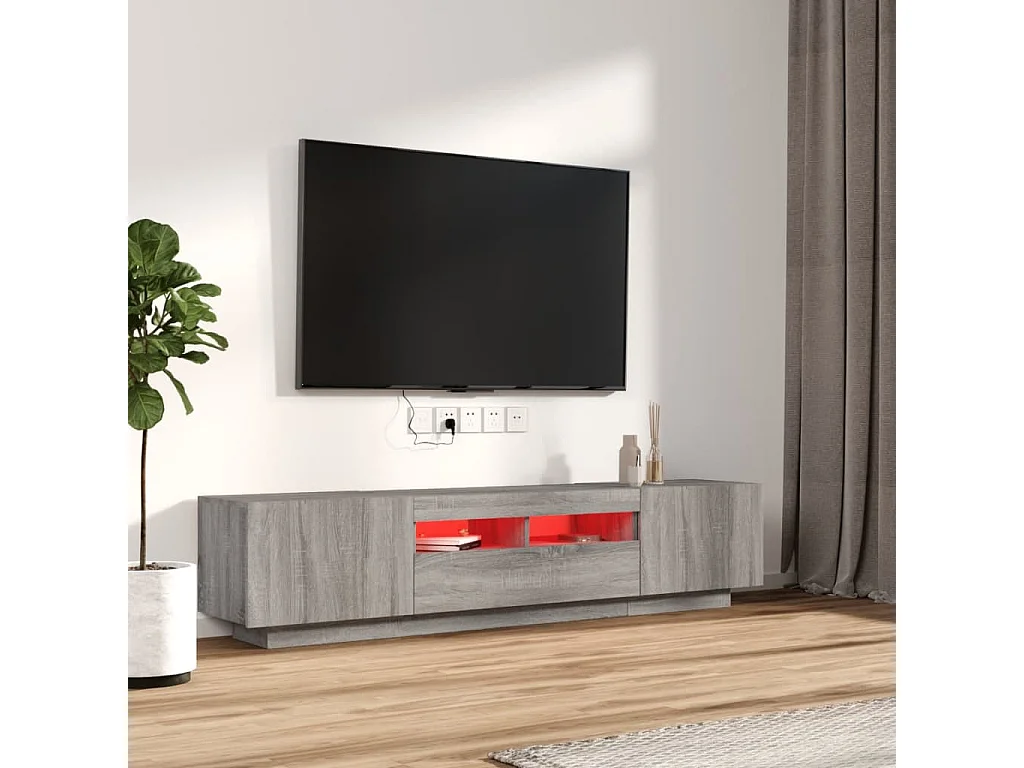 Wyandotte  Ensemble de meubles TV avec lumières LED 2 pcs Sonoma gris