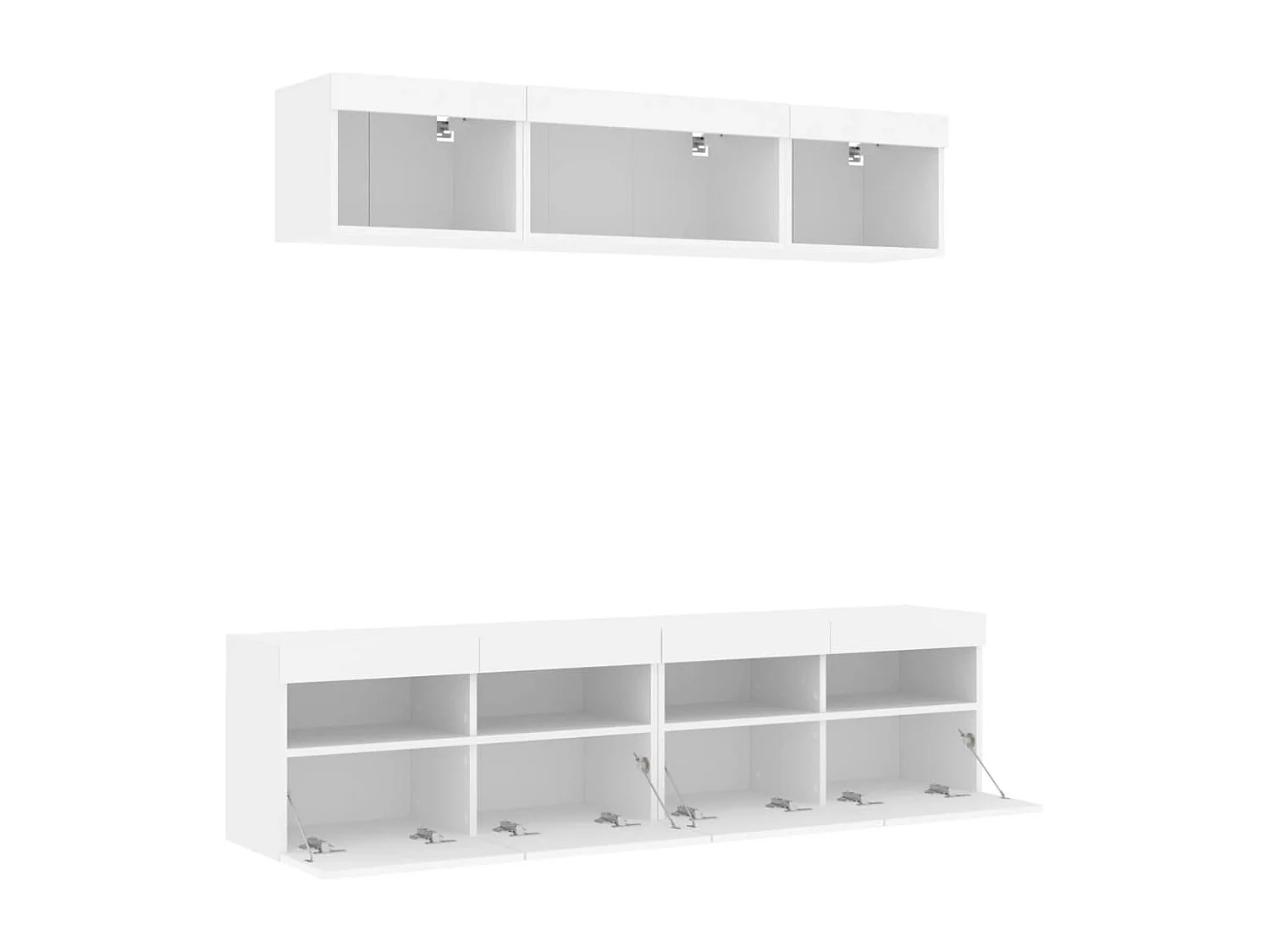 Nourdin  Unités murales TV avec LED 5 pcs blanc bois d'ingénierie