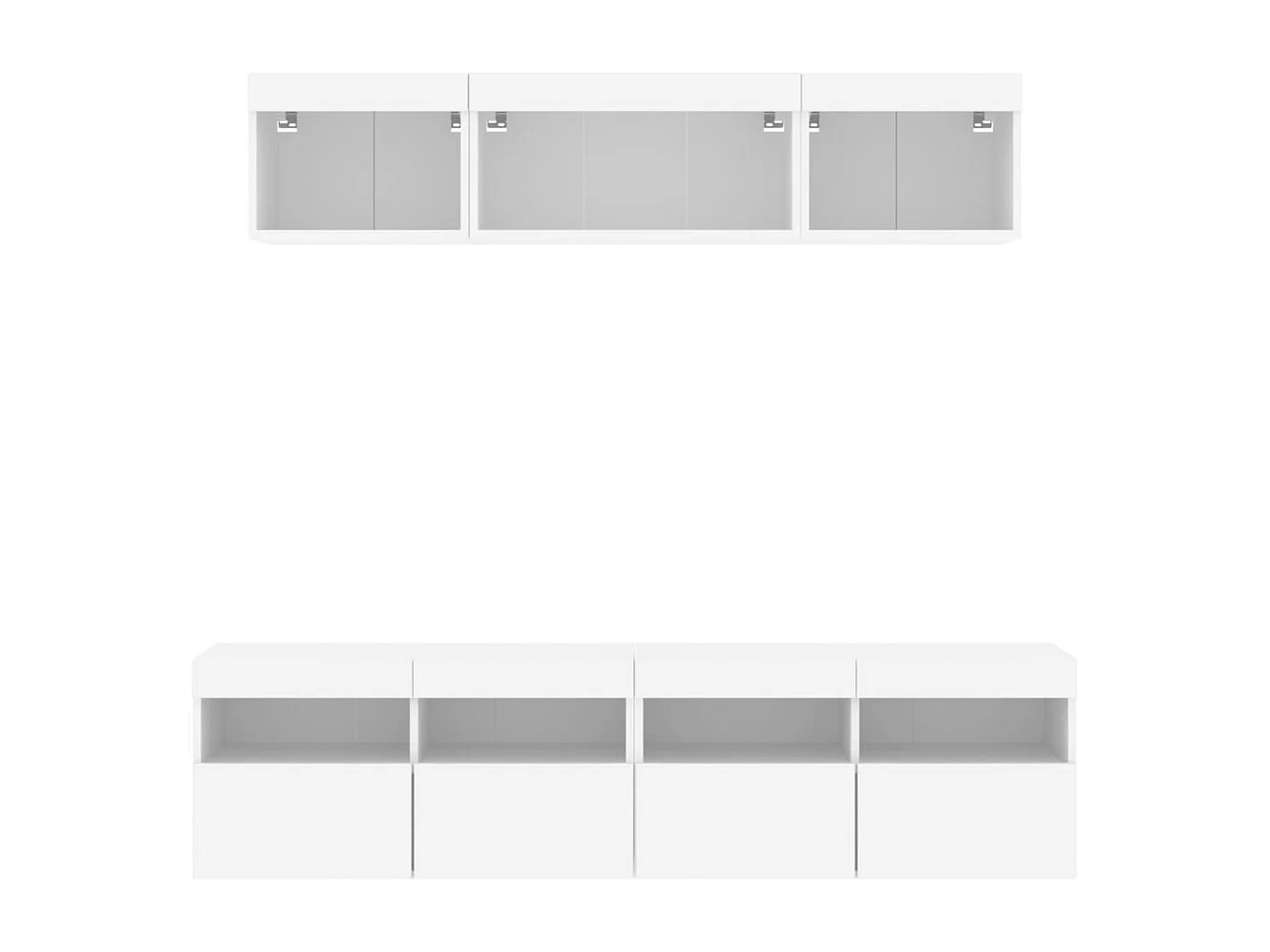 Nourdin  Unités murales TV avec LED 5 pcs blanc bois d'ingénierie