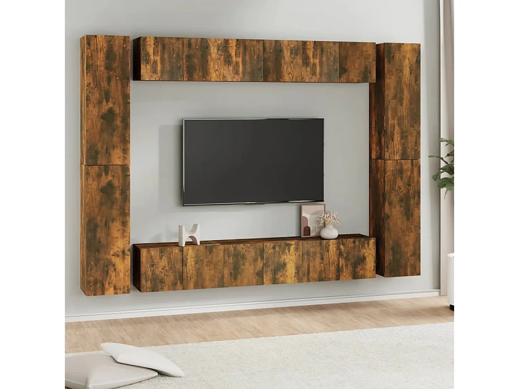 Maisons-Alfort  10-delige Tv-meubelset bewerkt hout gerookt eikenkleurig