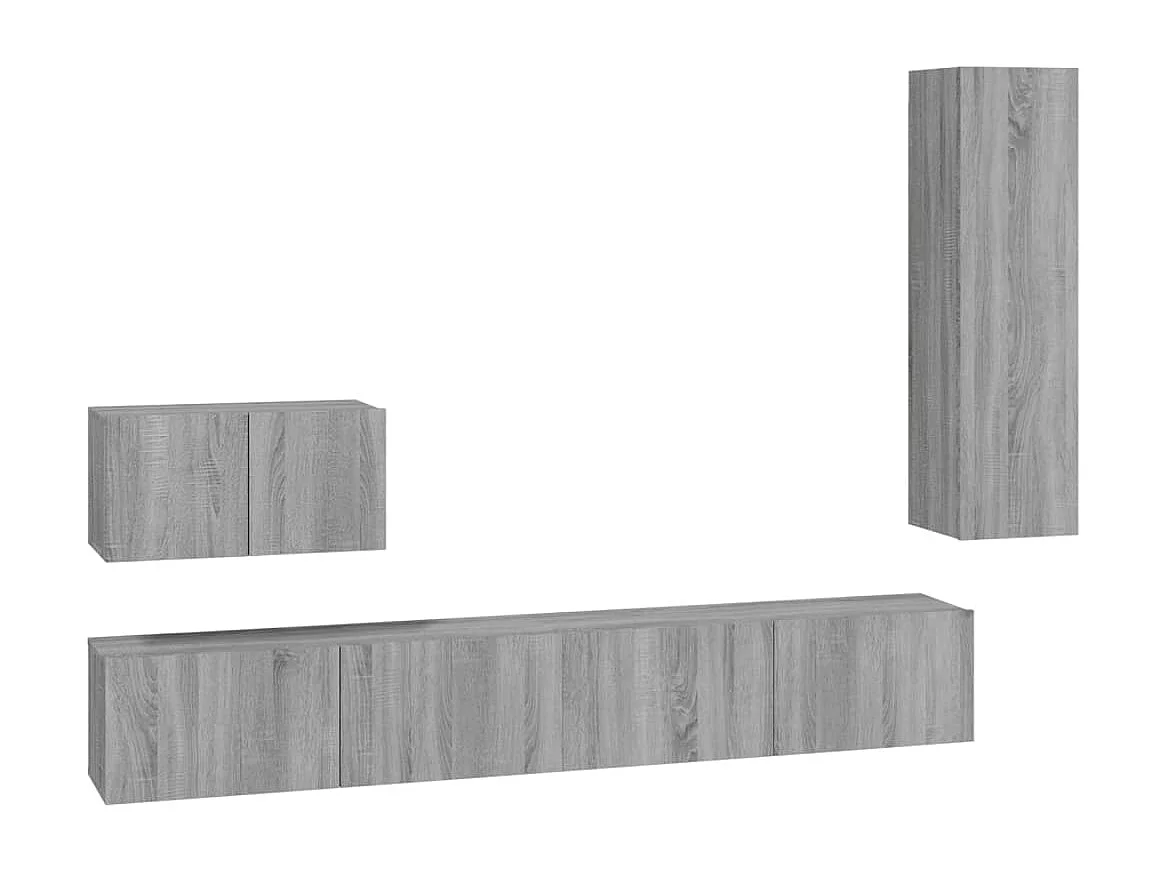 Elwin  Set de muebles para TV 4 pzas madera contrachapada gris Sonoma