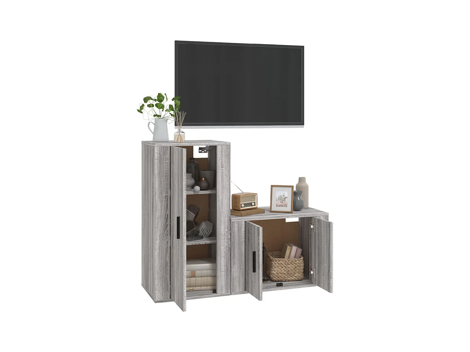 Ilke  Ensemble de meubles TV 2 pcs Sonoma gris Bois d'ingénierie